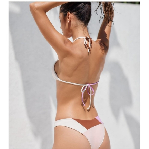 L*Space Sea Glass Halter Colorblock Bikini Swimsuit Top Size XL New - Picture 2 of 8